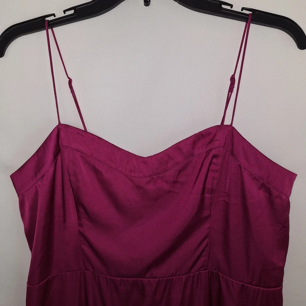 NWT Abercrombie & Fitch Camille High Slit Magenta Satin Maxi Dress RSP $140 L